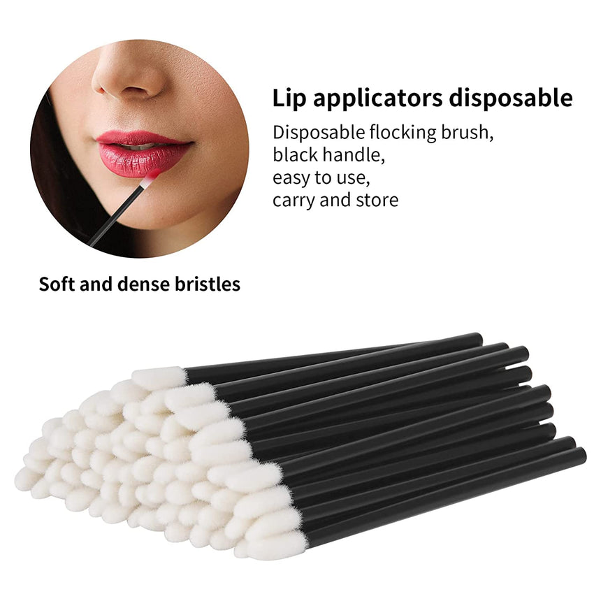500PCS Lip Wands Applicators Disposable - Lip Brush, Lipstick Lint Free Brush Makeup Gloss Wands, Makeup Applicator Beauty Tool Kits Black