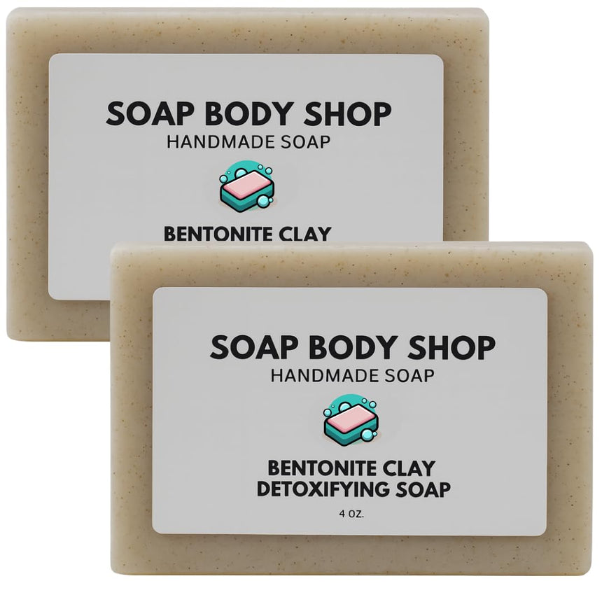 Bentonite Clay Detoxifying Soap, Detoxifying Body Soap, Soap Bar, Body Soap Bars Moisturizing, Bentonite Clay Powder, Detoxifying Soap, Essential Oil Soap, Goat Milk Soap, 4 Oz. Bar (2 Pack)
