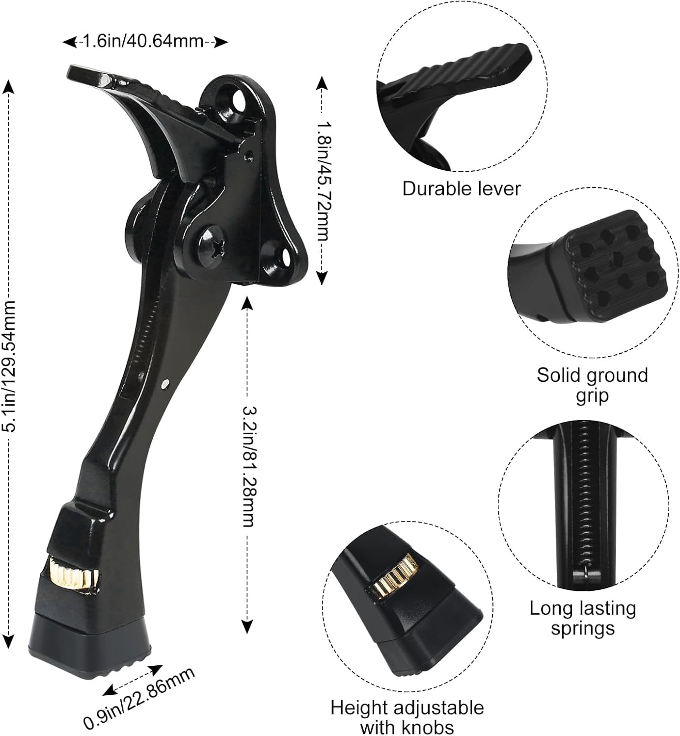 Black Kick down Door Stoppers for Bottom of Door, Heavy Duty Kickdown Door Stop,