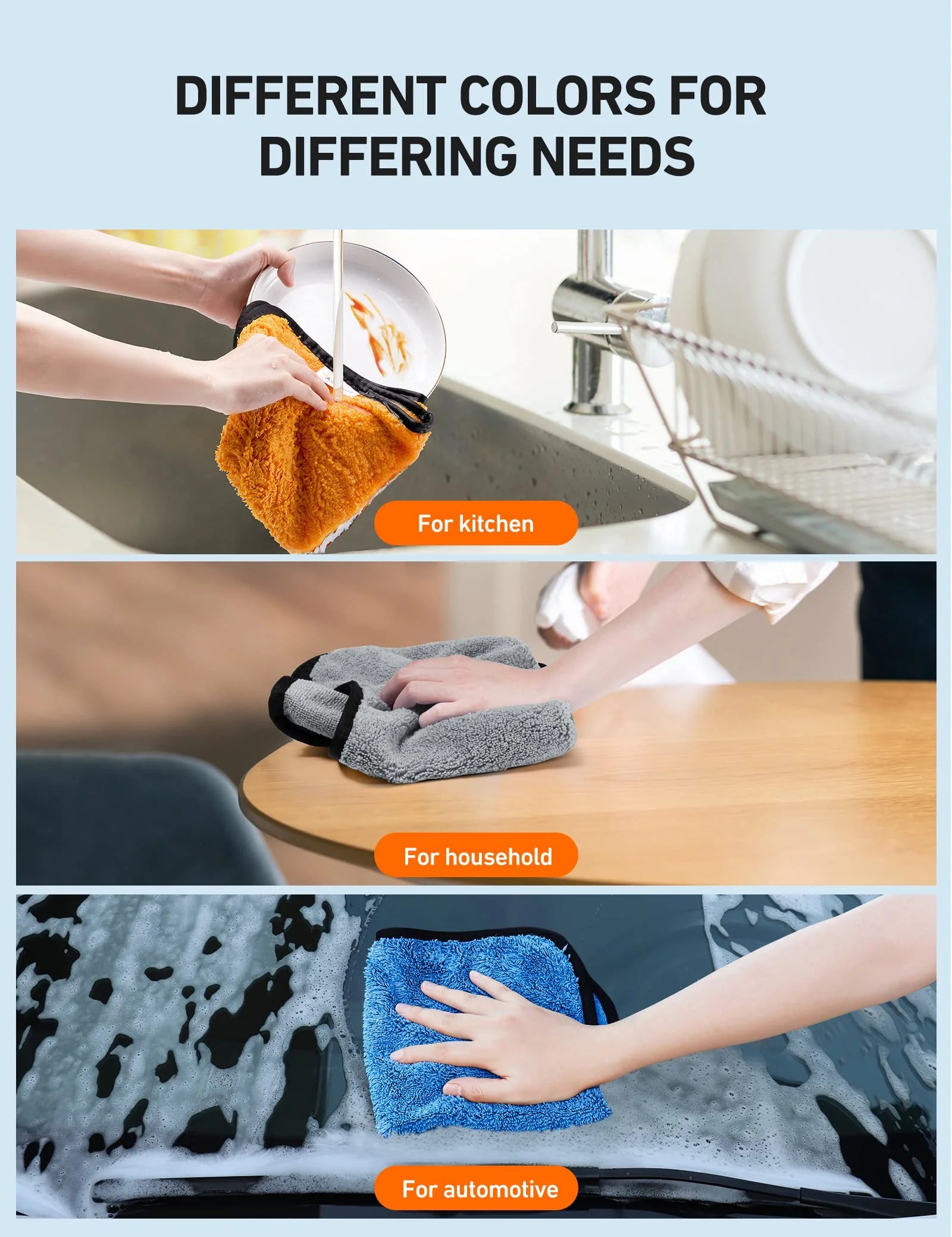 Microfiber Cleaning Cloth for Cars, 6 Pack