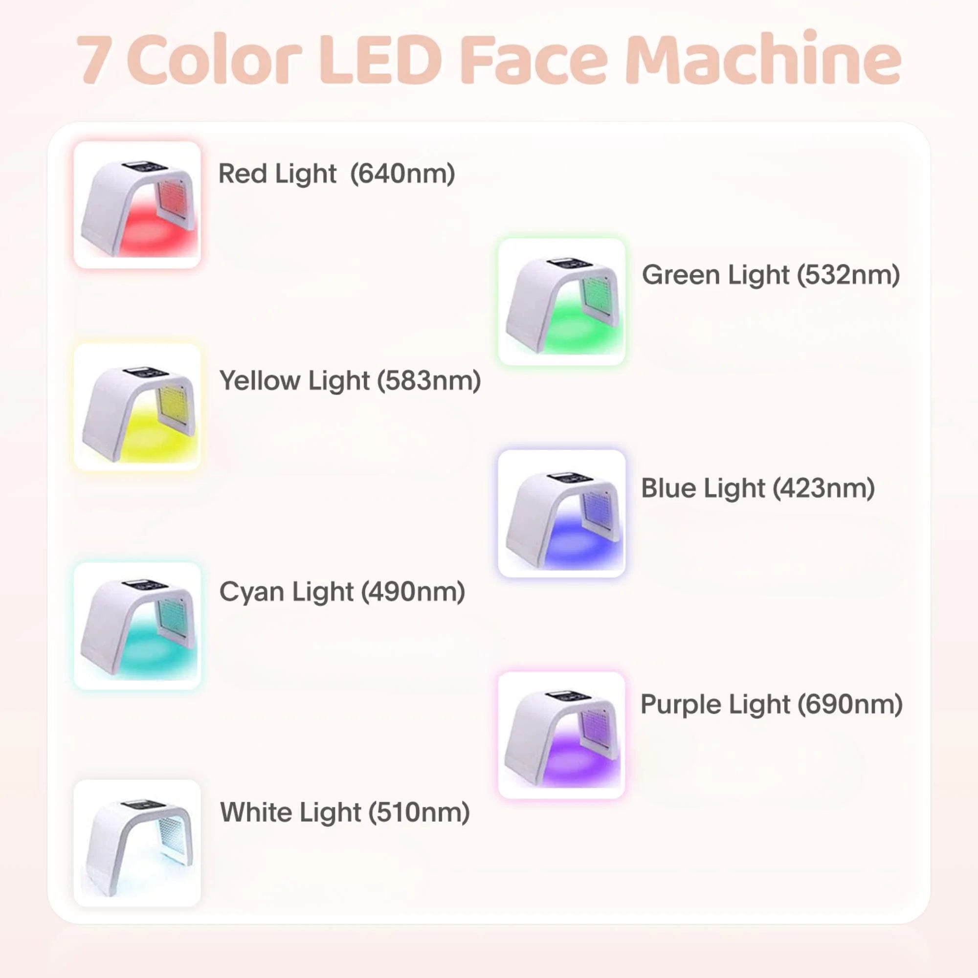 Red Light Therapy for Face, 7 in 1 Colors LED Face Mask Skin Care Tool
