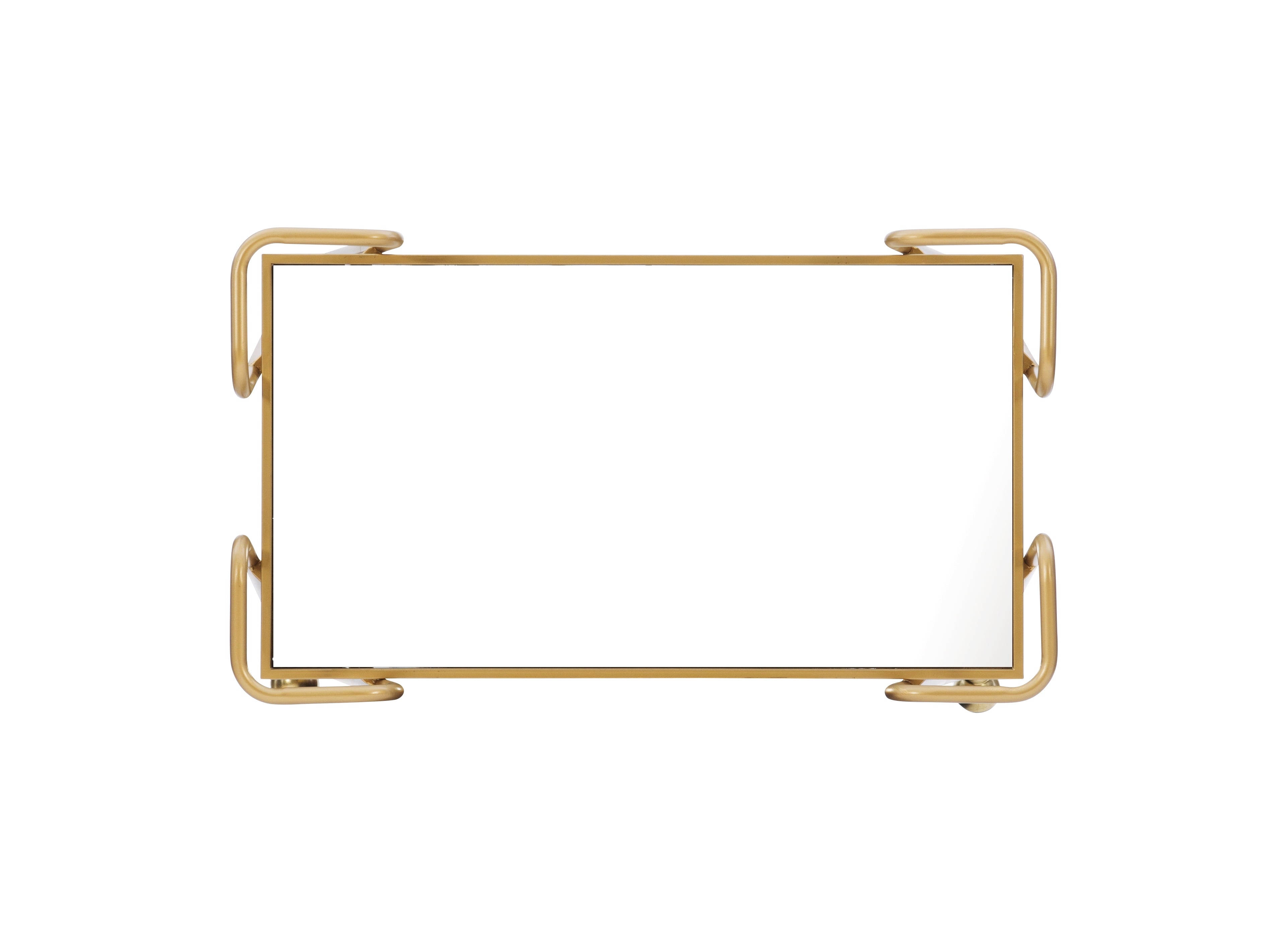 Mia Metal and Mirrored Mid-Century 2 Level Rolling Bar Cart in Gold