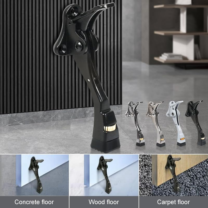 Black Kick down Door Stoppers for Bottom of Door, Heavy Duty Kickdown Door Stop,