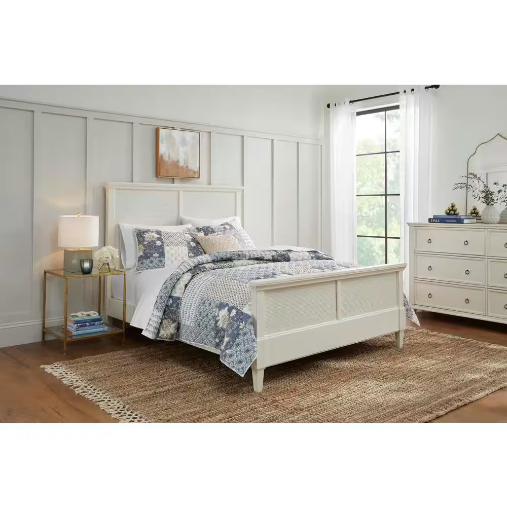 Ansley Washed Denim Patchwork King Cotton Quilt Set