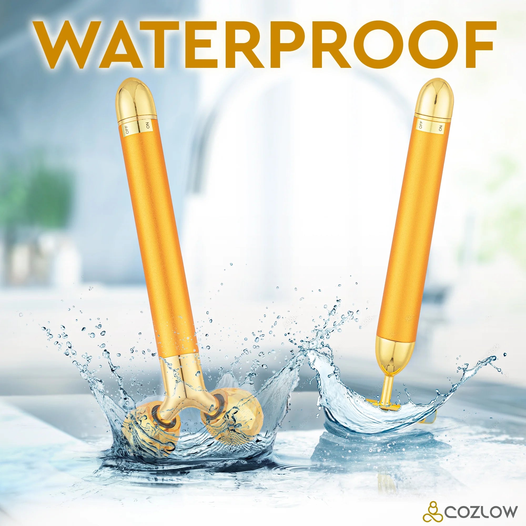 Electric Face Massager Kit for Women, 2-In-1 Vibrating Golden 3D Roller & T-Shape Massager for Facial Skin Care by