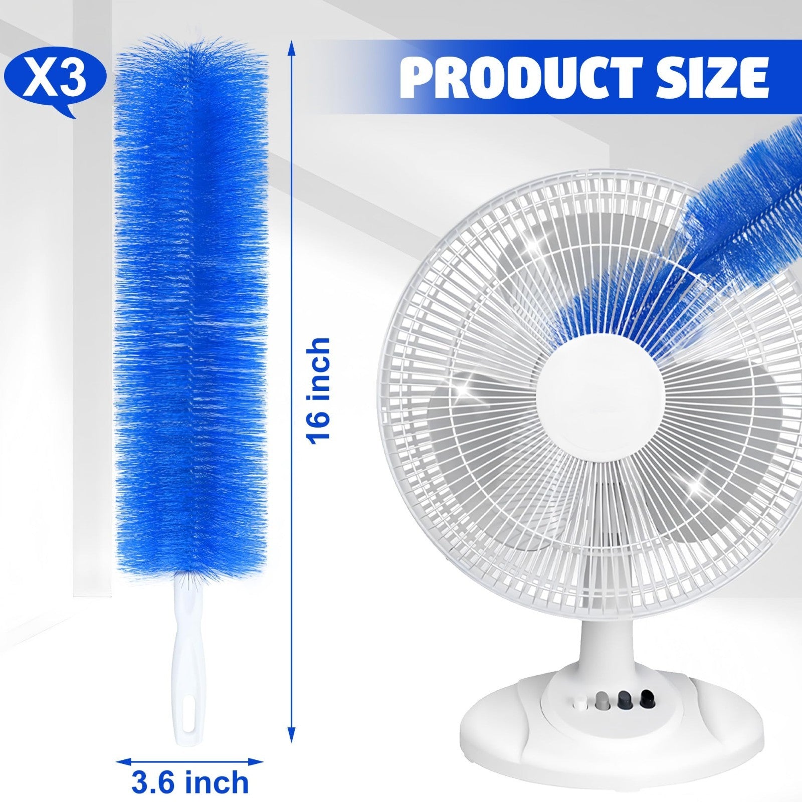 3-Pack Fan Cleaning Brush with Bendable Microfiber Dust Cleaning Brush Tool