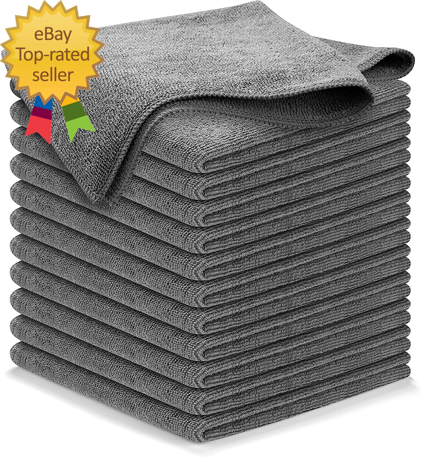 Microfiber Cleaning Cloth Grey 12 Pcs 12.5"X12.5" High Performance