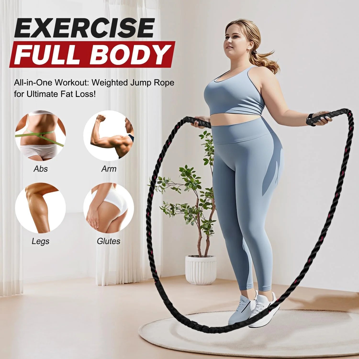 Jump Rope, Weighted Jump Ropes for Men Women, 2.8Lb Heavy Skipping Rope for Exercise, Adult Jumpropes for Home Workout, Improve Strength and Building Muscle,Total Body Workout Equipment