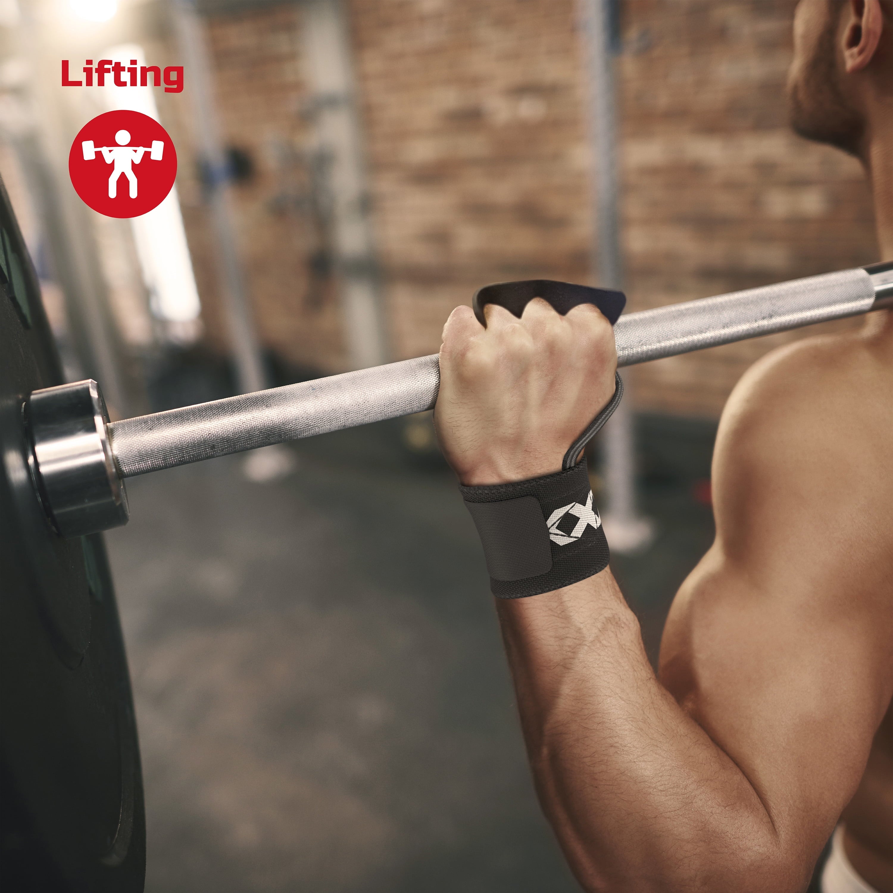 Grip Wraps, 12” Nylon Workout Gloves with Weightlifting Wrist Wraps, Gym Gloves, One Pair