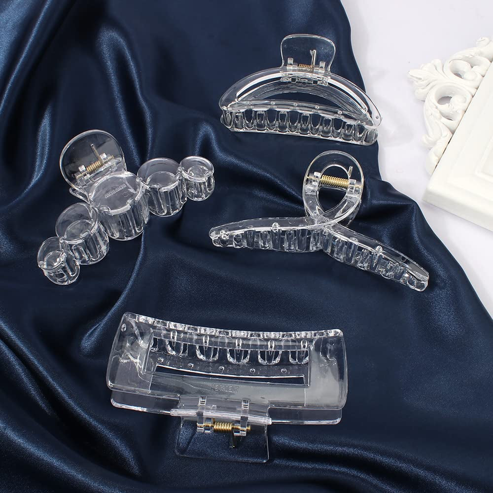 5 Pack Clear Claw Hair Clips, Large Hair Clips for Women, Strong Hold Thick Hair, Non Slip Hair Styling for Girls, Hair Accessories