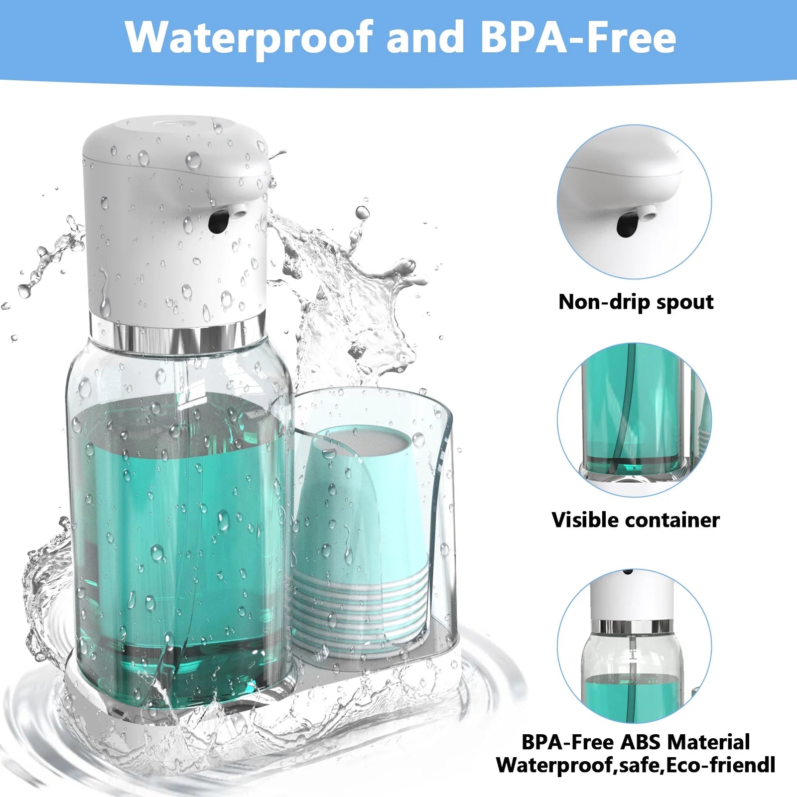 25Oz Electric Mouthwash Dispenser for Bathroom,Plastic Automatic Mouth Wash Dispenser with Cup Holder