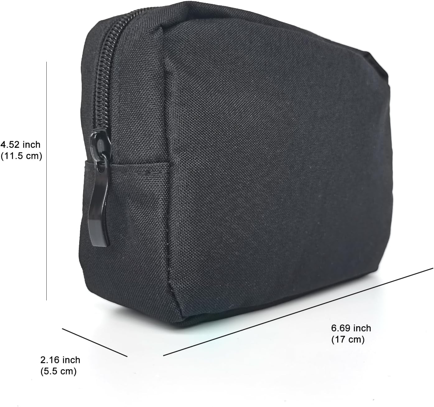 Small Makeup Bag for Purse, 2 Pack Travel Zippered Pouch, Portable Versatile Mini Organizer Toiletry Cosmetic Bag Nylon Electronics Accessories Storage Pouch for Women Men (Black)