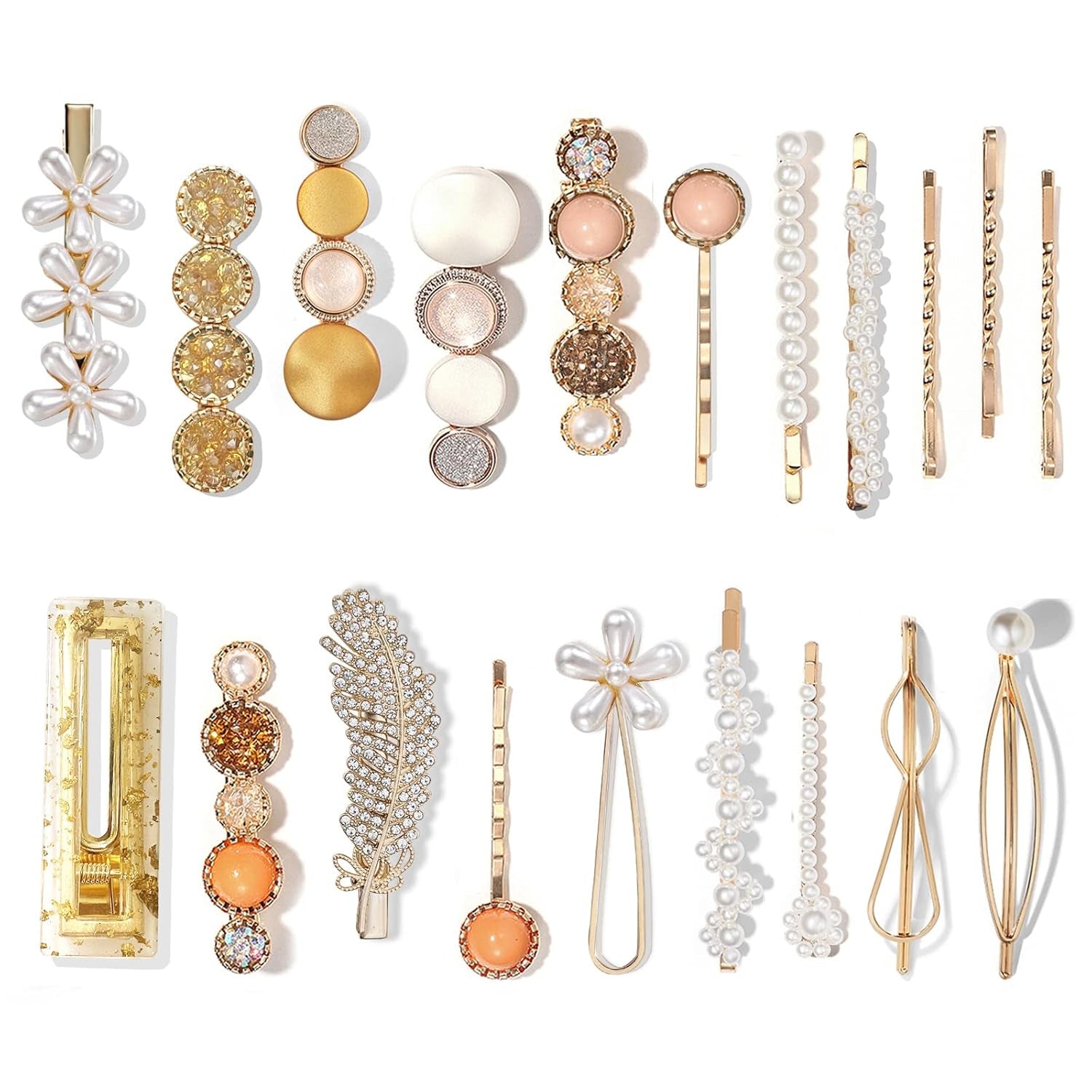20 PCS Macaron Pearl Acrylic Resin Fashion Hair Clips Set, Cute Hair Barrettes Bobby Pins, Boho Fancy Hairpin Accessories Headwear Styling Tools, Gifts for Women Girls Decorative Wedding