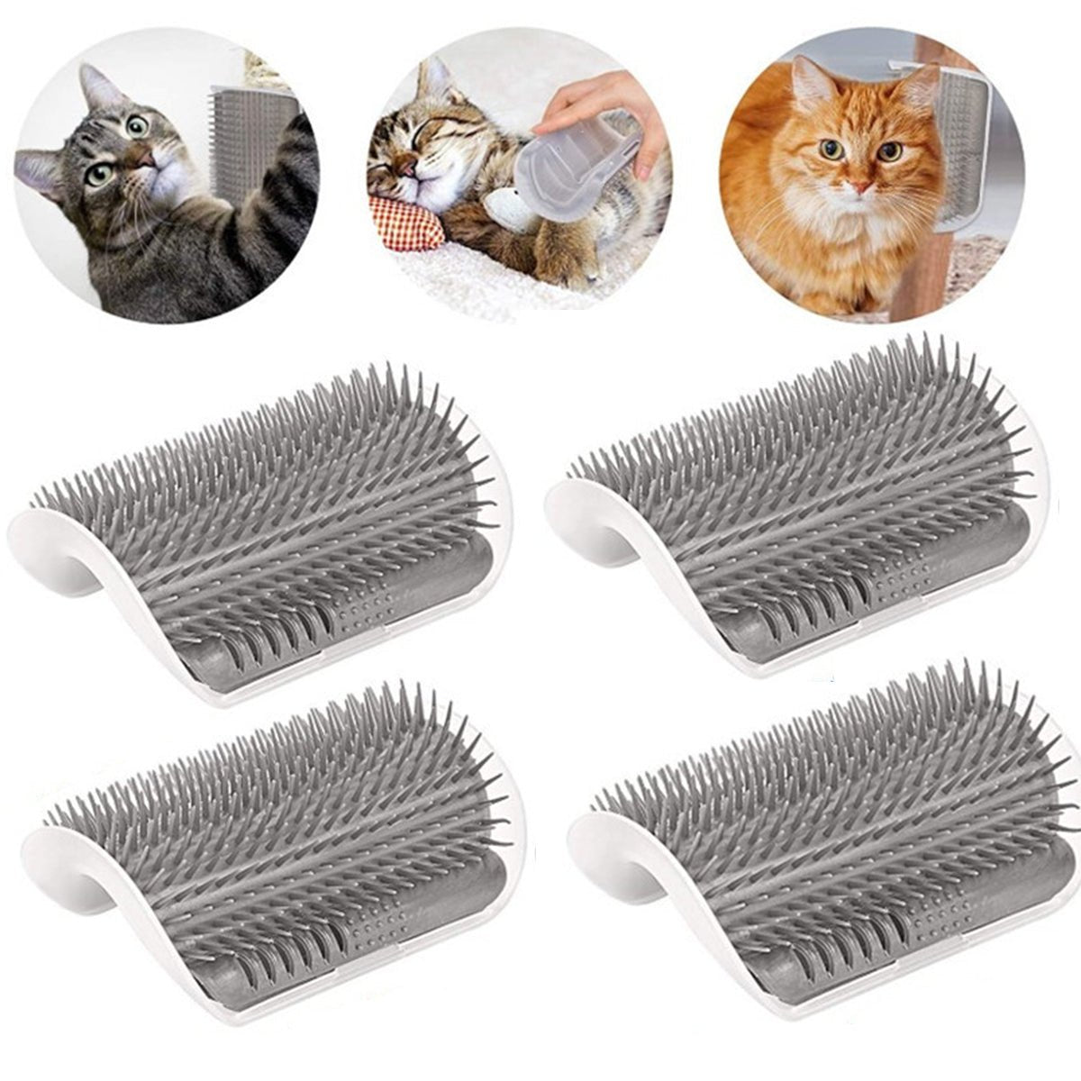 4Pcs Cat Brush Cat Corner Self Groomer Softer Pet Wall Corner Massage Comb Corner Scratcher Pet Grooming Brush Comb Grooming - AURELLE