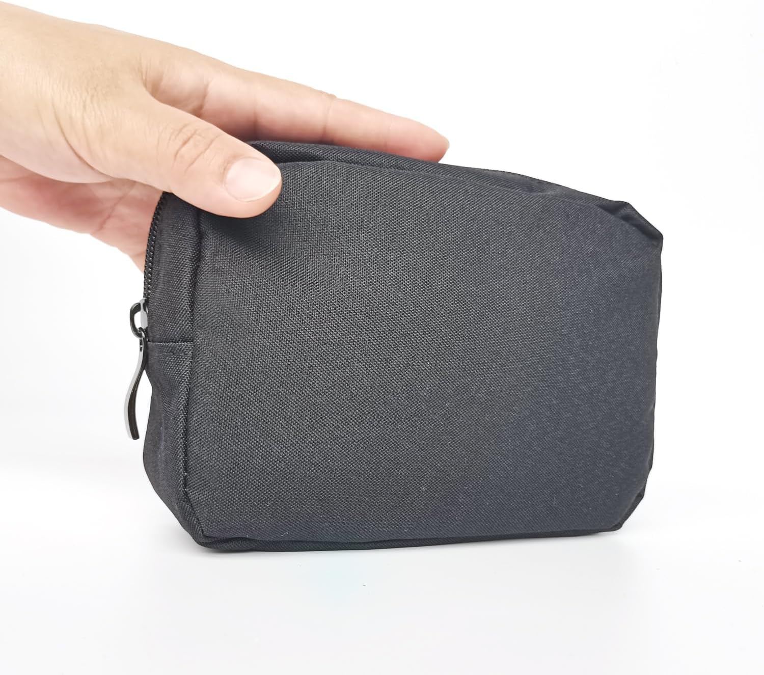 Small Makeup Bag for Purse, 2 Pack Travel Zippered Pouch, Portable Versatile Mini Organizer Toiletry Cosmetic Bag Nylon Electronics Accessories Storage Pouch for Women Men (Black)