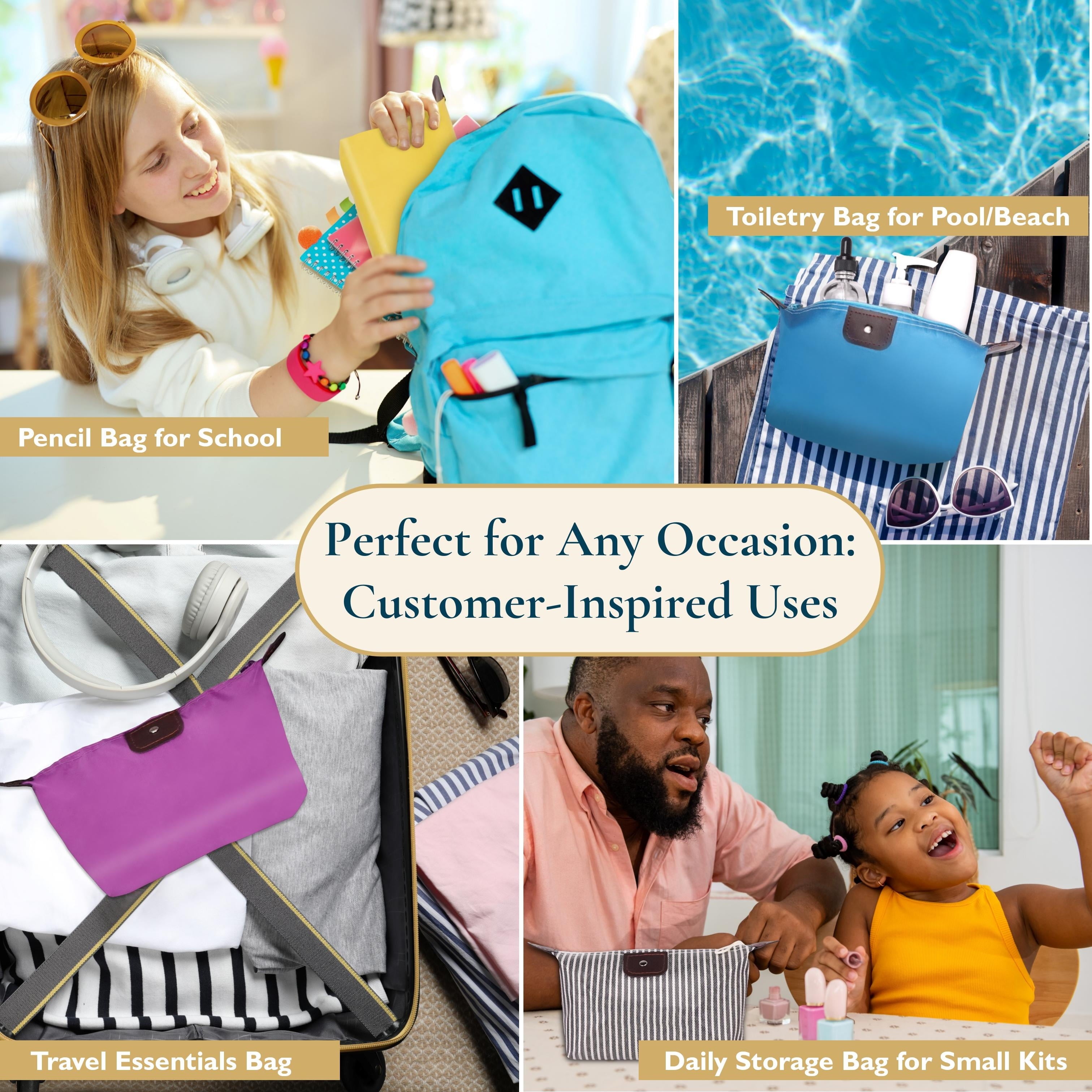 Makeup Bag - 6 Pack Small Travel Cosmetic Bag for Women and Men, Mini Makeup Pouch, Waterproof Travel Cosmetic Pouch, Multi-Purpose Nylon Zipper Toiletry Bag