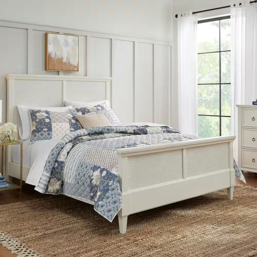 Ansley Washed Denim Patchwork King Cotton Quilt Set