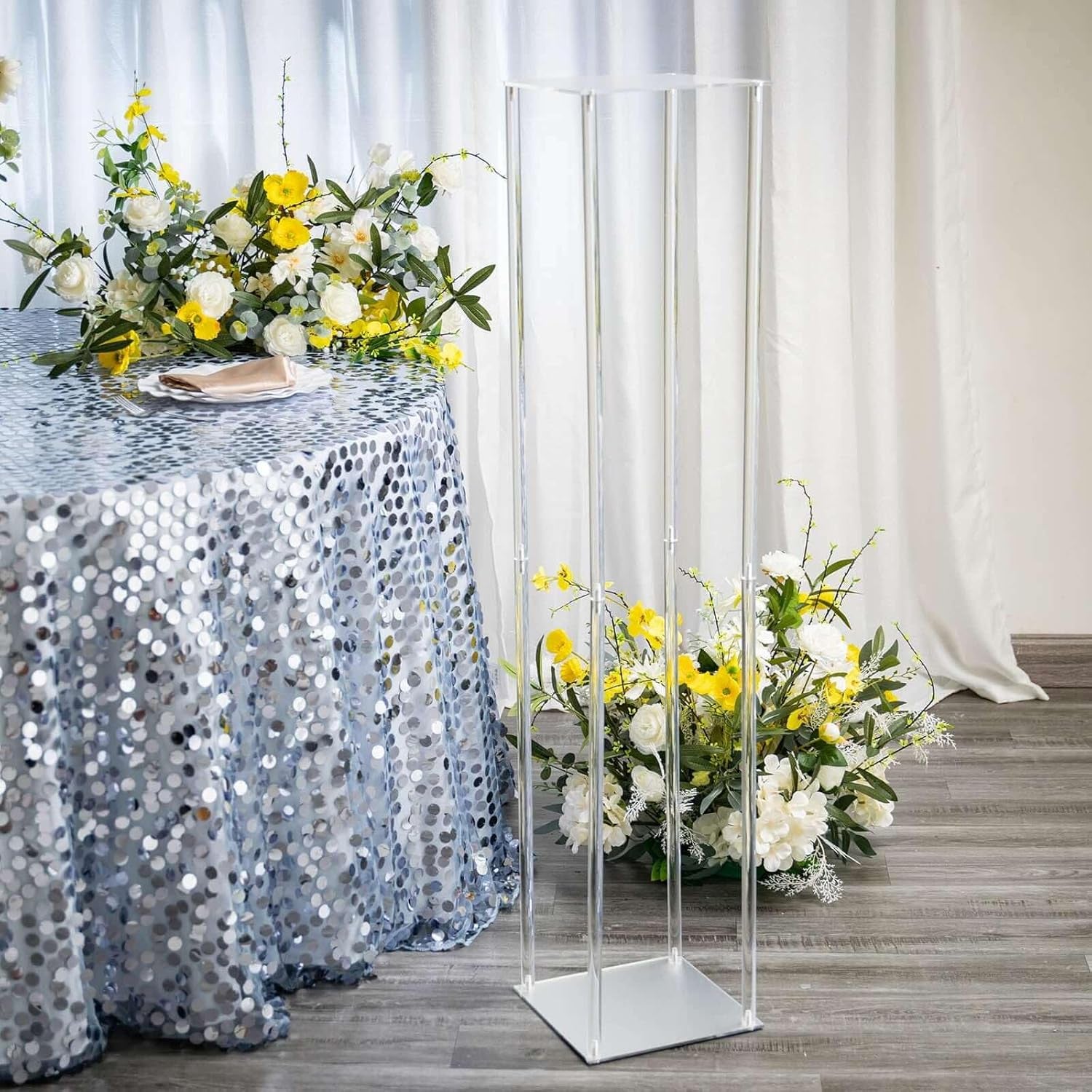 16" Clear Acrylic Flower Stand, Decorative Vase Table Centerpiece