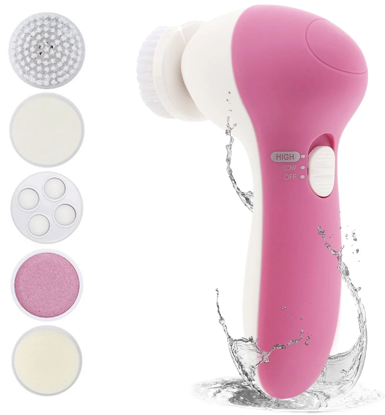 5-In-1 Electric Facial Cleansing Brush Set Waterproof Face Spin Cleaning Brush with 5 Brush Heads Deep Cleansing Body Facial Brush Set for Gentle Exfoliating Removing Blackhead and Massaging