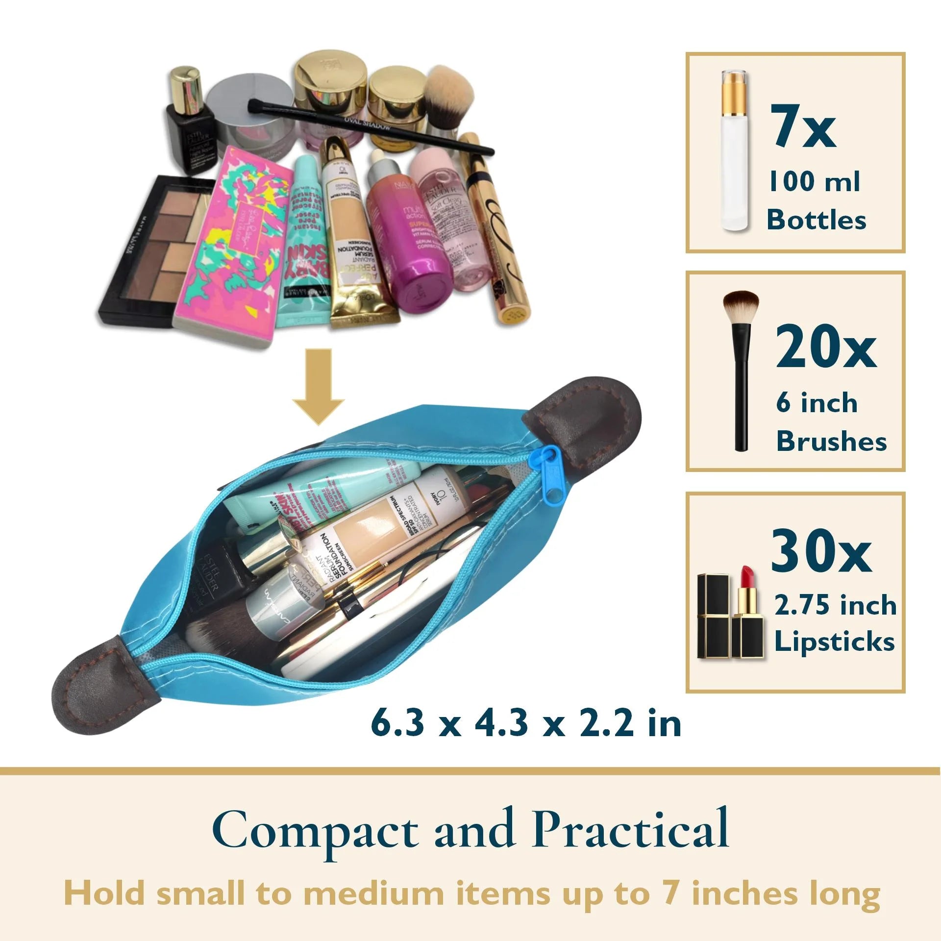 Makeup Bag - 6 Pack Small Travel Cosmetic Bag for Women and Men, Mini Makeup Pouch, Waterproof Travel Cosmetic Pouch, Multi-Purpose Nylon Zipper Toiletry Bag