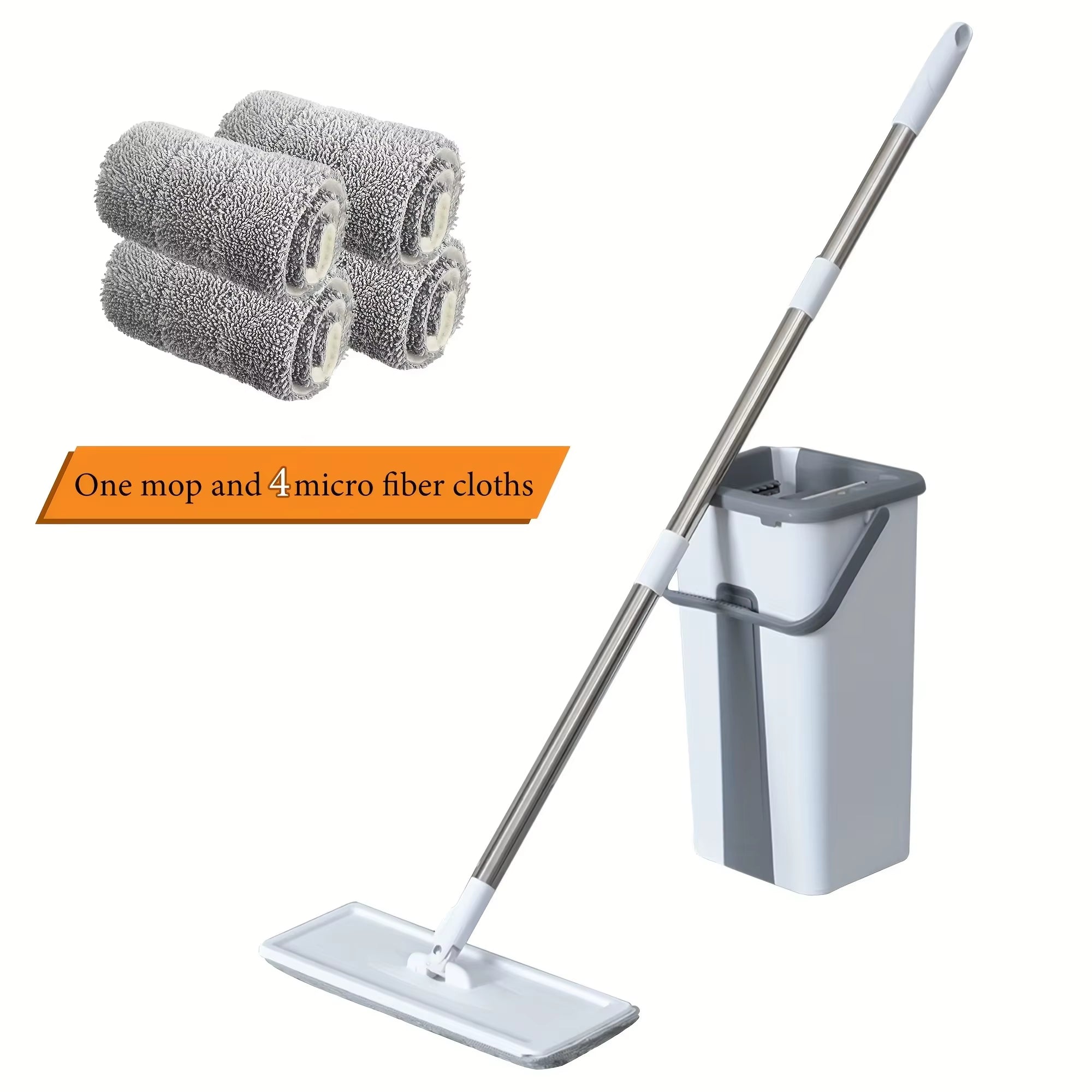 Mop with Bucket Set Wet Dry Magic Cleaning Tool for Home Floors Kitchen Bathroom Hardwood Laminate Tiles Easy Rinse Self-Wring