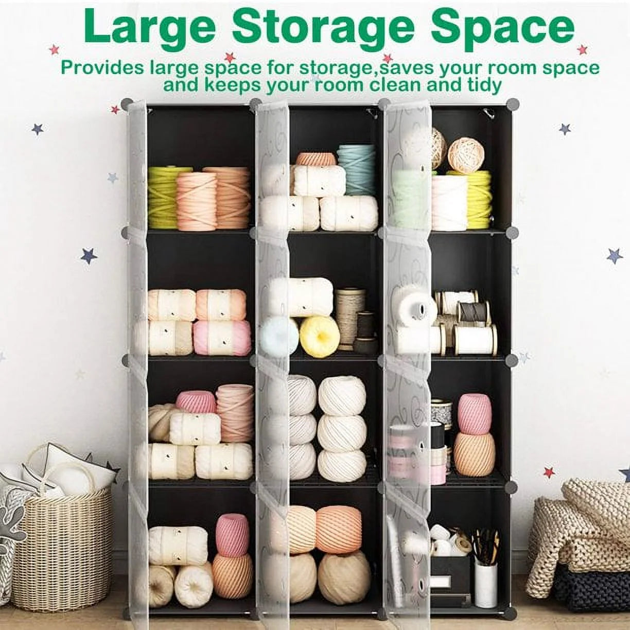 Cube Storage 12-Cube Storage Organizer Cabinet, Display Storage System DIY Bookshelf Organizer Shelves Plastic Storage Cube