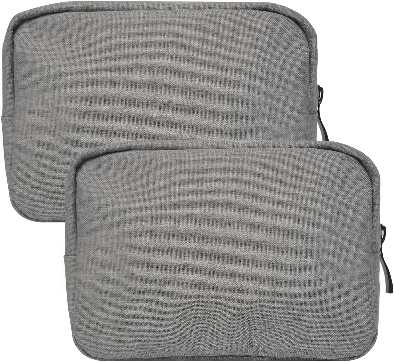 Small Makeup Bag for Purse, 2 Pack Travel Zippered Pouch, Portable Versatile Mini Organizer Toiletry Cosmetic Bag Nylon Electronics Accessories Storage Pouch for Women Men (Black)