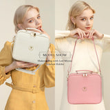 Travel Makeup Bag with Led Mirror and Portable Makeup Train Case Led Bags with Mirror Organizer Bag Travel Gifts for Her Women Bestie White