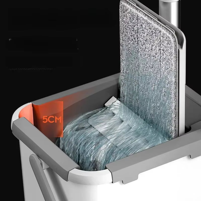 Mop with Bucket Set Wet Dry Magic Cleaning Tool for Home Floors Kitchen Bathroom Hardwood Laminate Tiles Easy Rinse Self-Wring