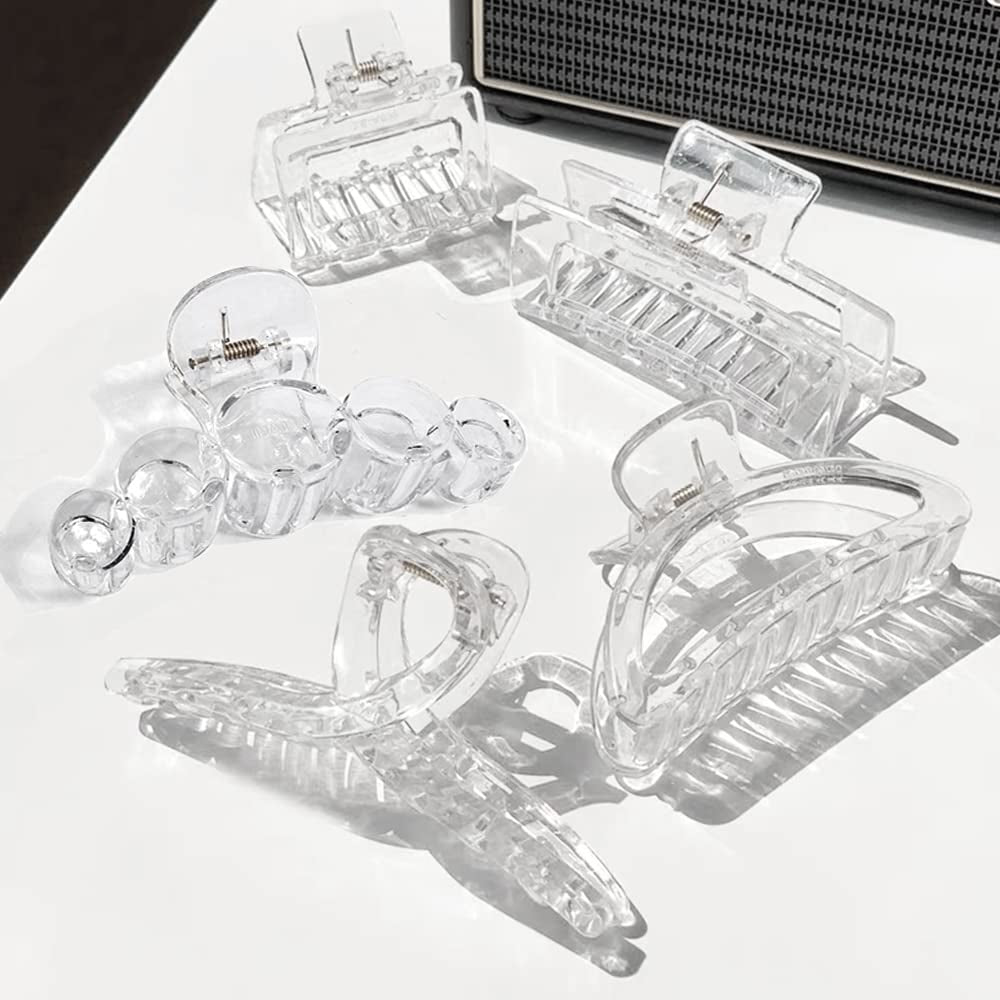 5 Pack Clear Claw Hair Clips, Large Hair Clips for Women, Strong Hold Thick Hair, Non Slip Hair Styling for Girls, Hair Accessories