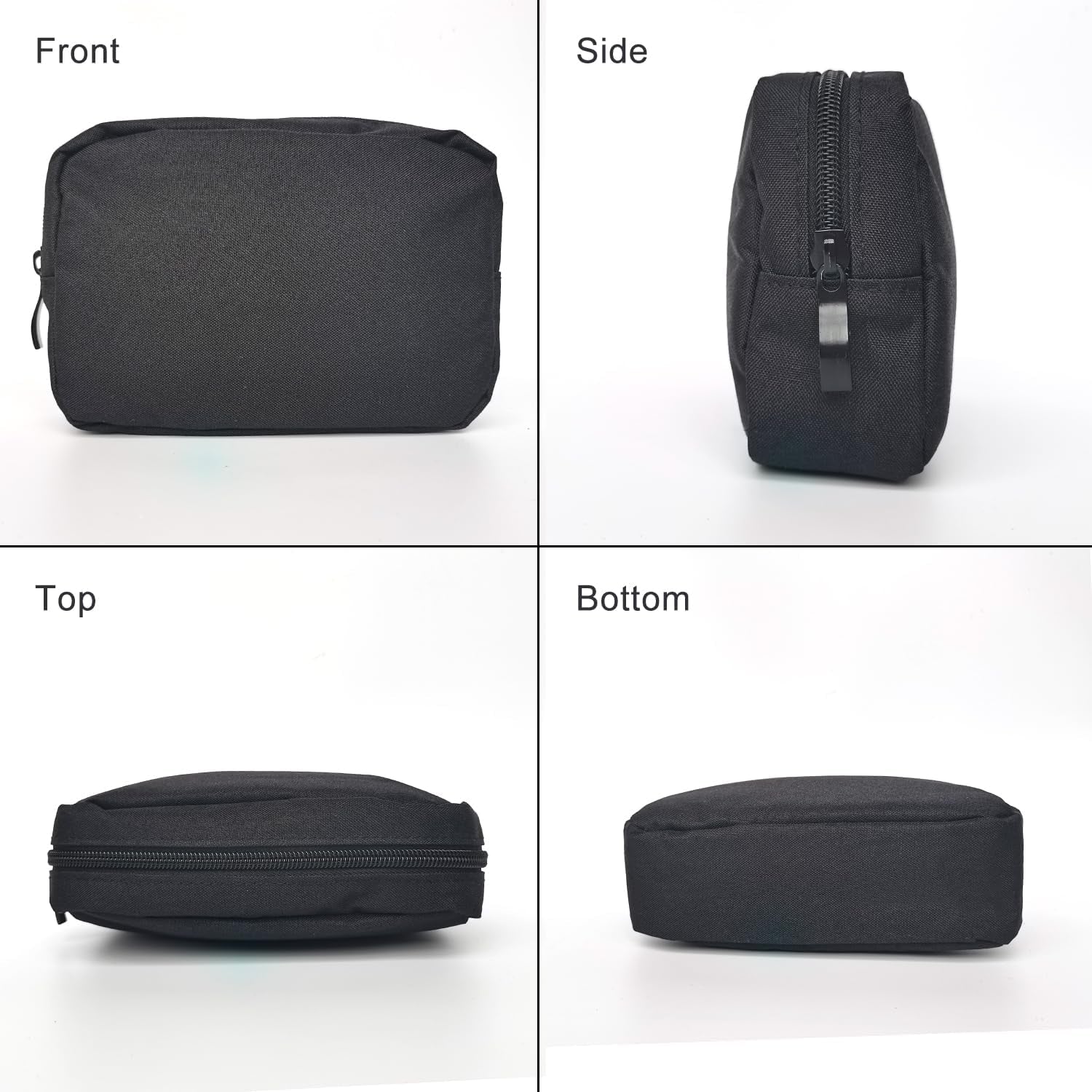 Small Makeup Bag for Purse, 2 Pack Travel Zippered Pouch, Portable Versatile Mini Organizer Toiletry Cosmetic Bag Nylon Electronics Accessories Storage Pouch for Women Men (Black)