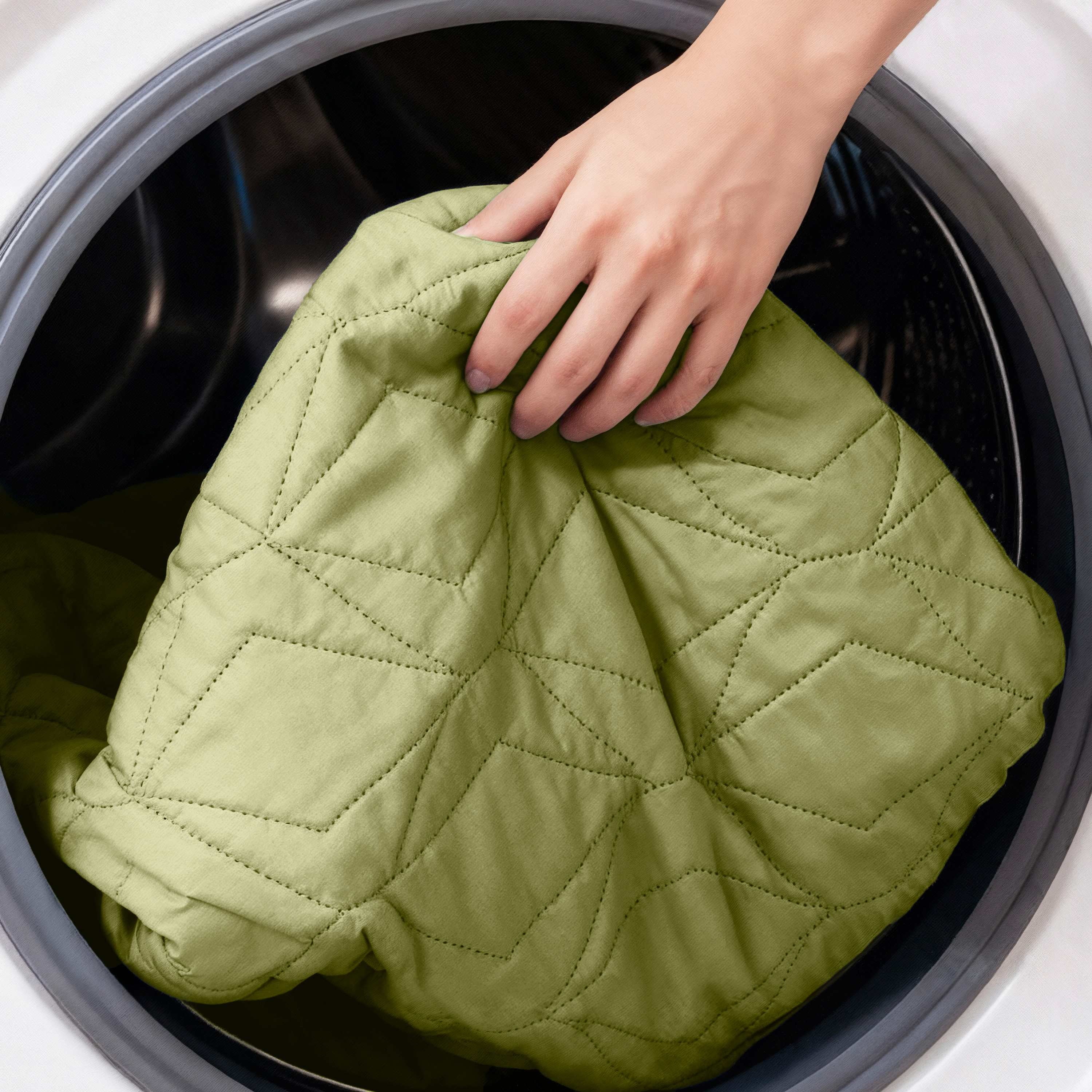 Quilt Sets, 5 Piece Lightweight Reversible Quilt Bedspread, Ellipse Weave Coverlet Bedding Set, King Olive Green