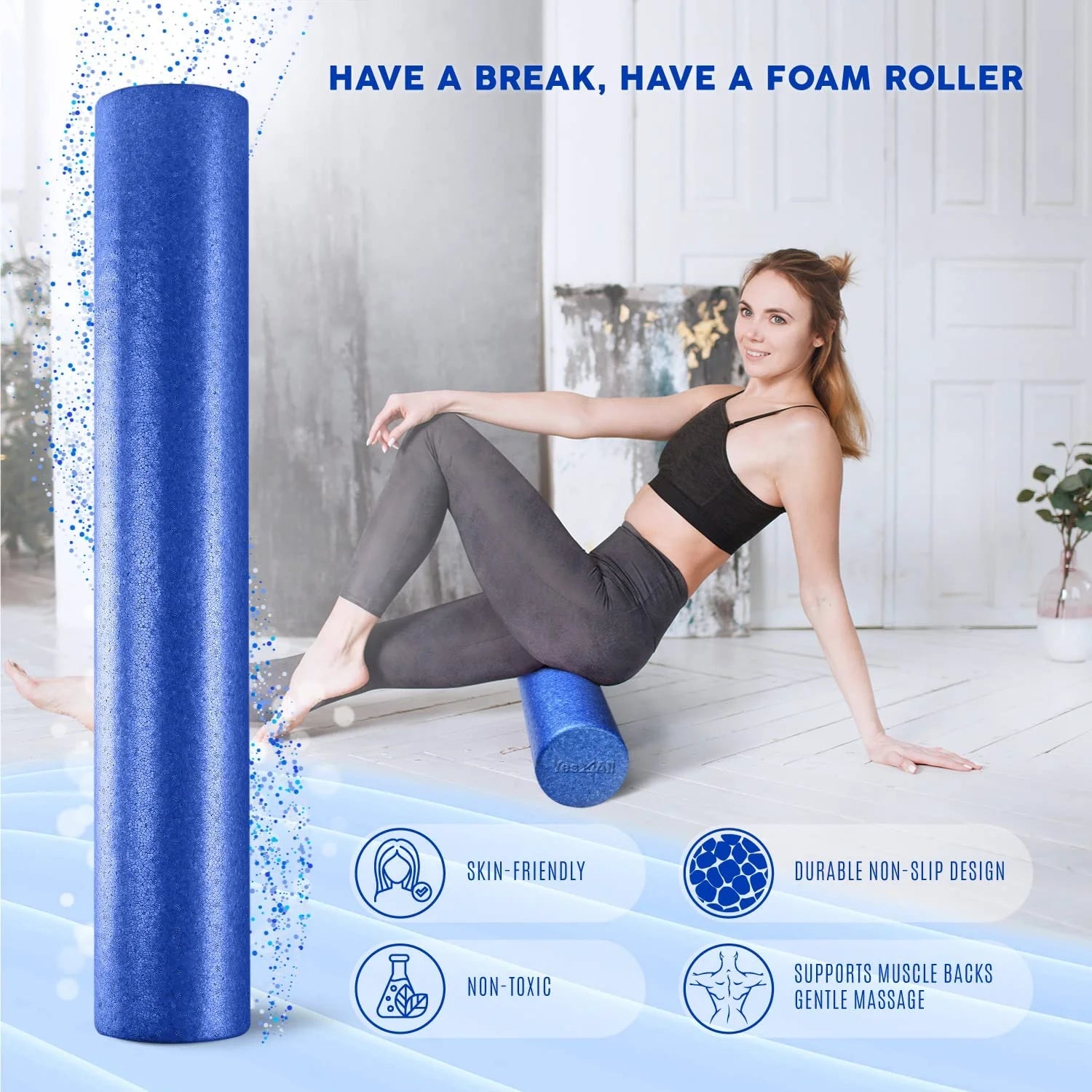 12Inch Exercise Foam Roller EPP Blue