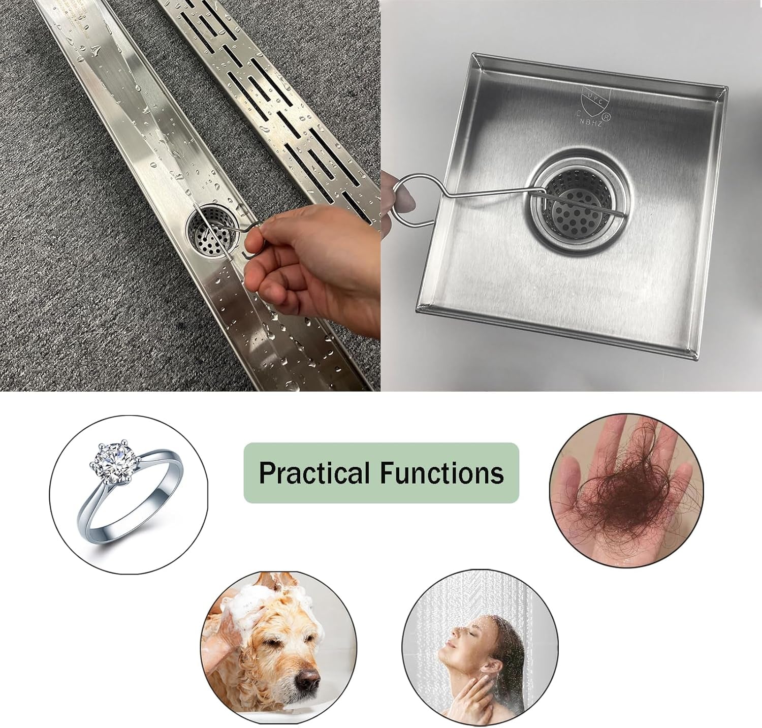Shower Drain Hair Catcher Hair and Debris Strainer Only for  Shower Drains,Hair Trap, Hair Filter with Lifting Hook Key