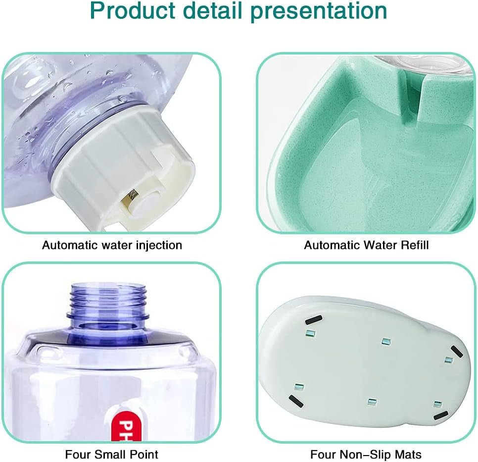 Dog Water Dispenser 1 Gallon Pet Water Dispenser Automatic Cat Feeder Large Capacity for Small and Medium Sized Pets（Green Water） - AURELLE