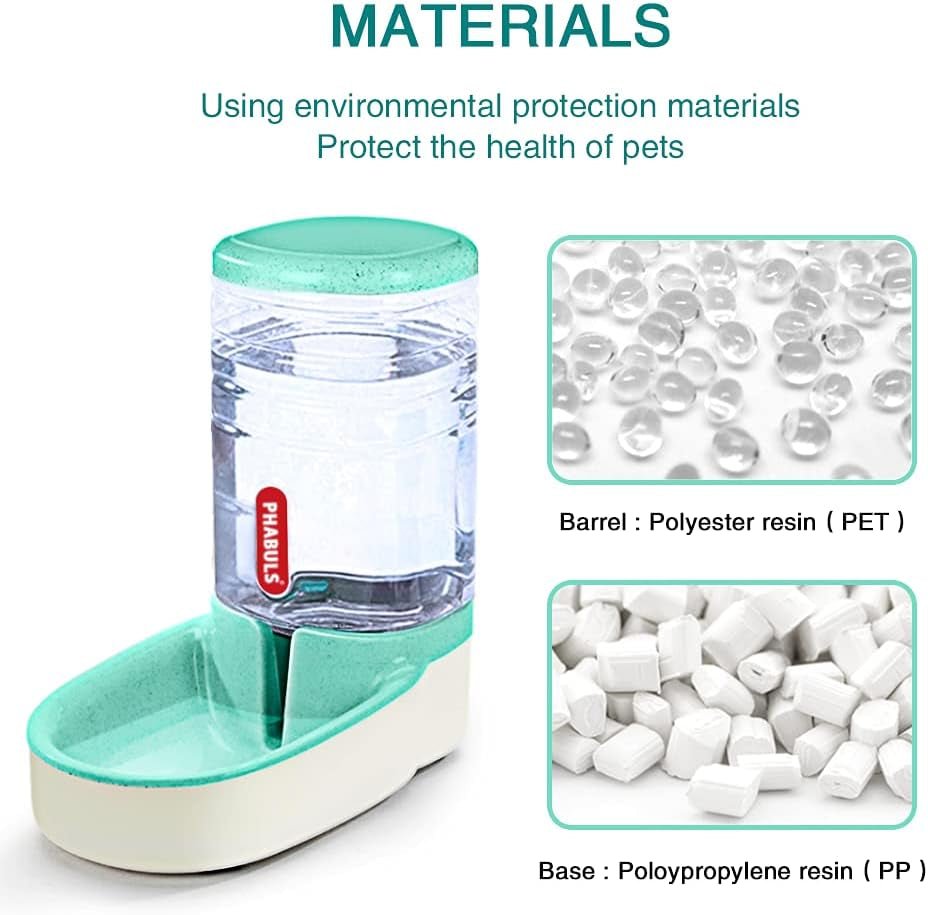 Dog Water Dispenser 1 Gallon Pet Water Dispenser Automatic Cat Feeder Large Capacity for Small and Medium Sized Pets（Green Water） - AURELLE