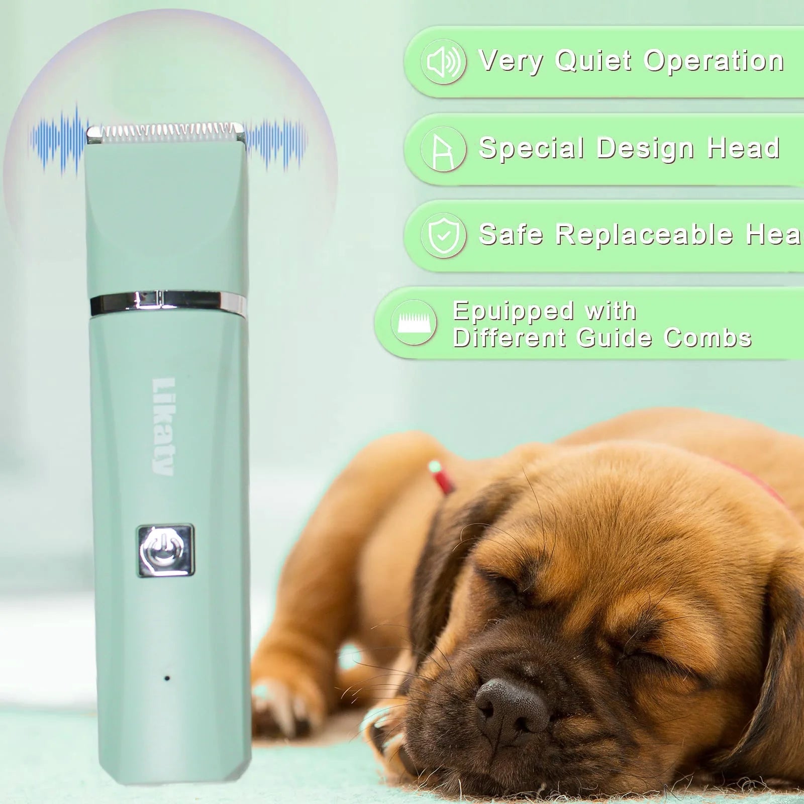 Dogs Hair Clippers Grooming Kit with Nail Grinder, 4 in 1 Cordless Electric Trimmer Low Noise USB Rechargeable Pet Clippers for Small and Large Dogs Cats Animals - AURELLE