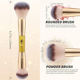 Foundation Powder Brush Double Ended Blush Makeup Brushes, Duo Bronzer Blush Ideal for Cream or Powder