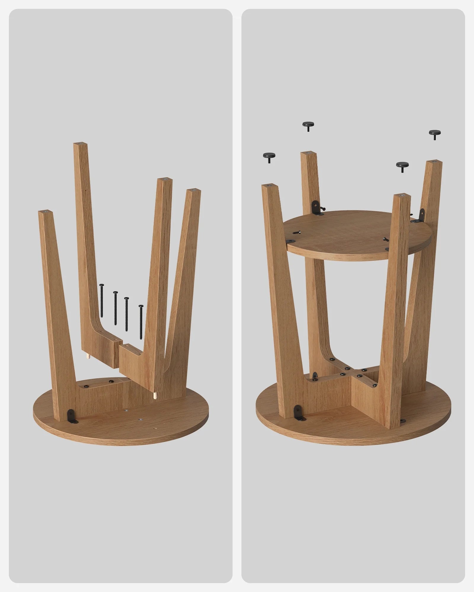 Round End Table Farmhouse Small Side Table Living Room Corner Table Drink Table Rustic Walnut