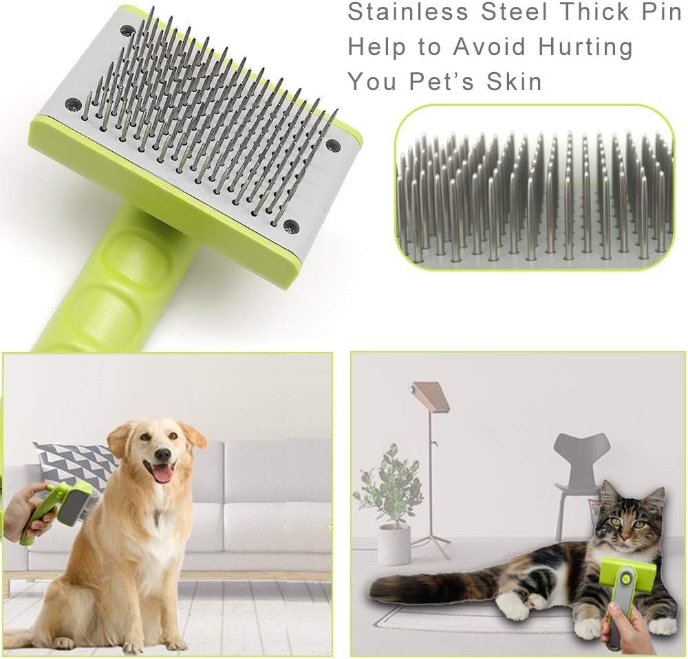 Slicker Brush,Pin Brush for Dog Grooming Brush Great for Shedding Remove Mats Loose Hair Tangles Effortlessly Ideal for Cats Dogs Poodles Rabbits and Long or Short Haired Pet - AURELLE